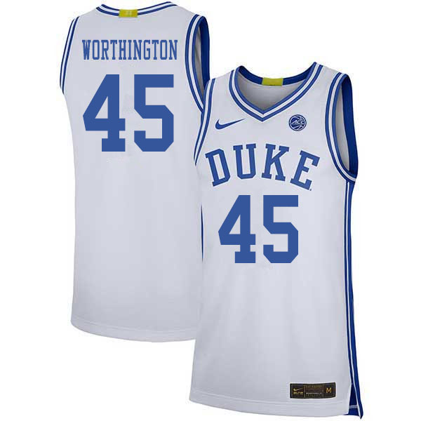 2020 Men #45 Keenan Worthington Duke Blue Devils College Basketball Jerseys Sale-White - Click Image to Close